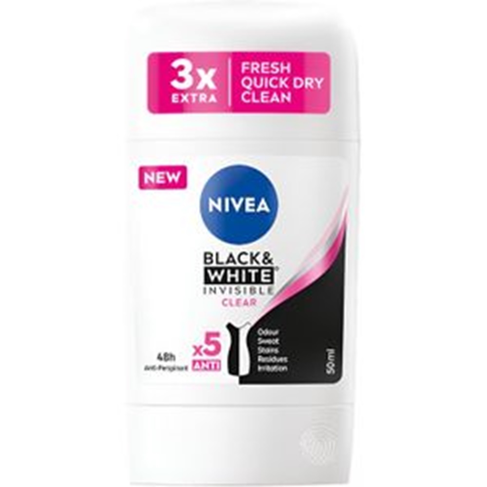 Nivea Stick Femme Black & White Invisible Clear 50 ml – Algérie