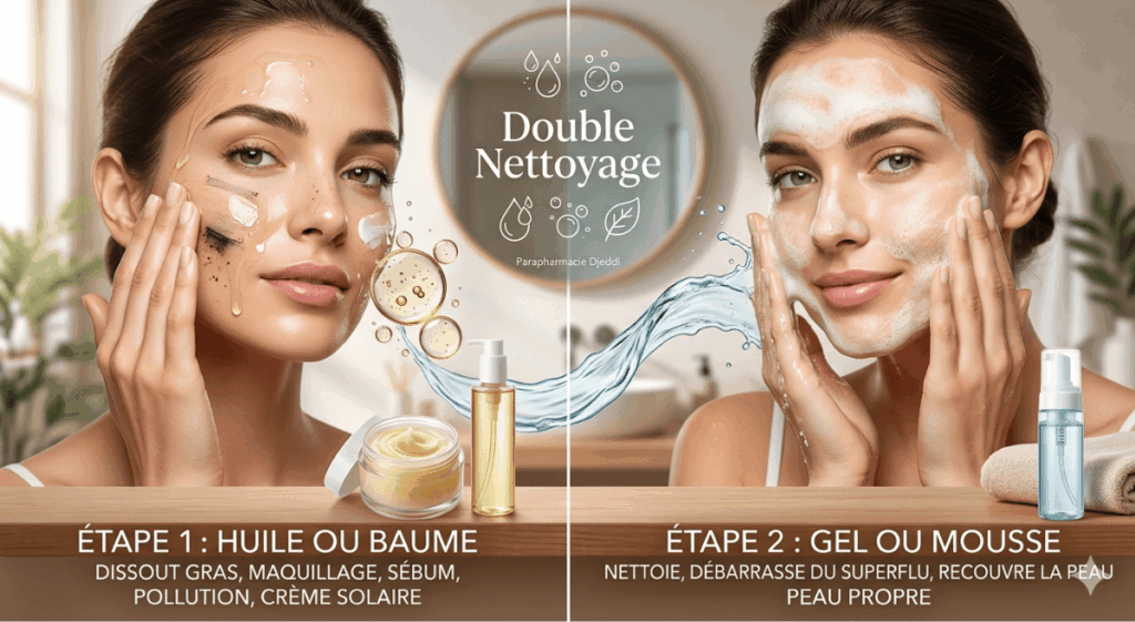 Double nettoyage peau