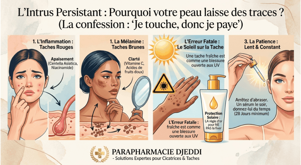 Tache brune après bouton