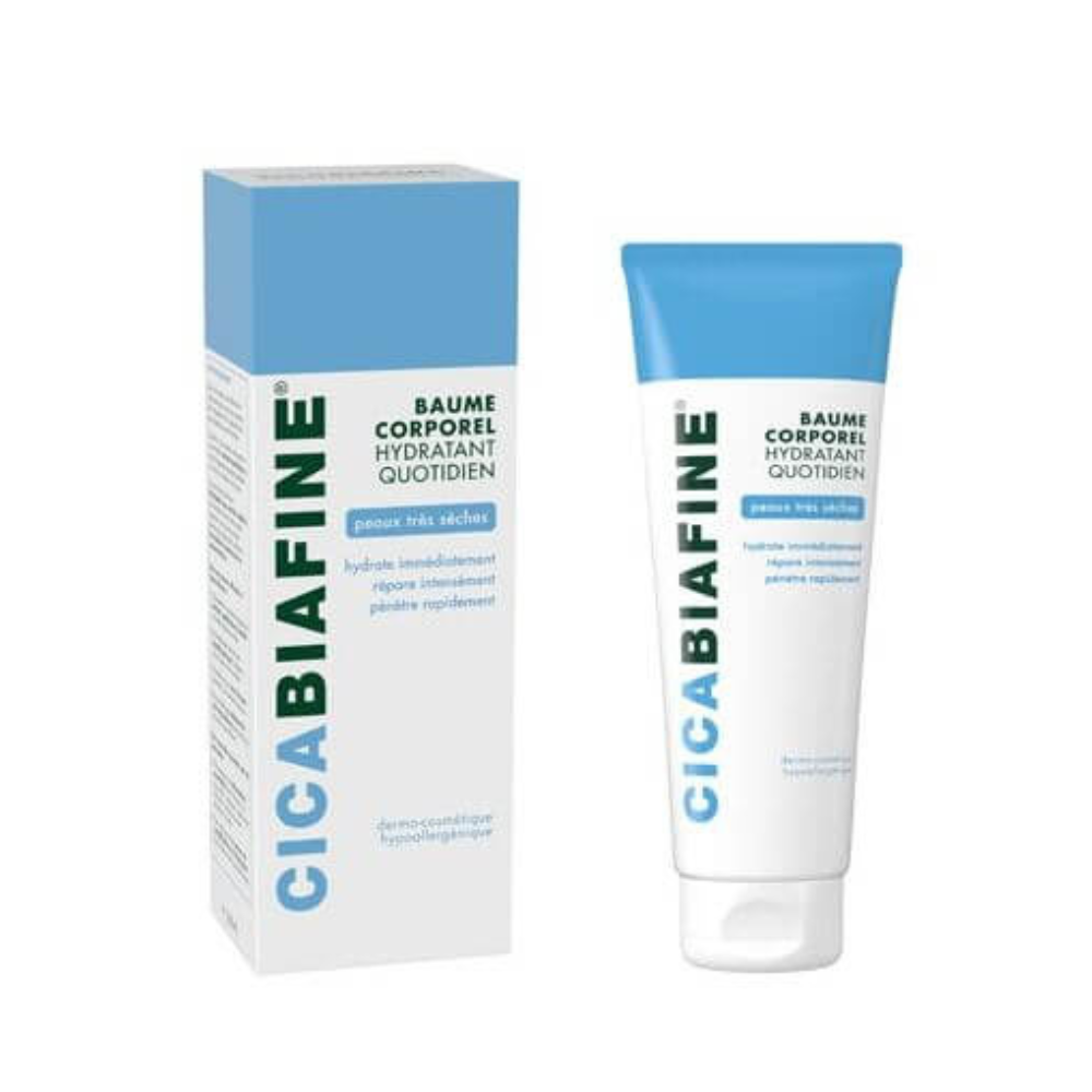Biafine Cicabiafine Baume Hydratant Corporel hydrate intensément pendant 48 h, nourrit les peaux sèches à très sèches et renforce la barrière cutanée. Disponible à la Pharmacie Djeddi à Koléa.
