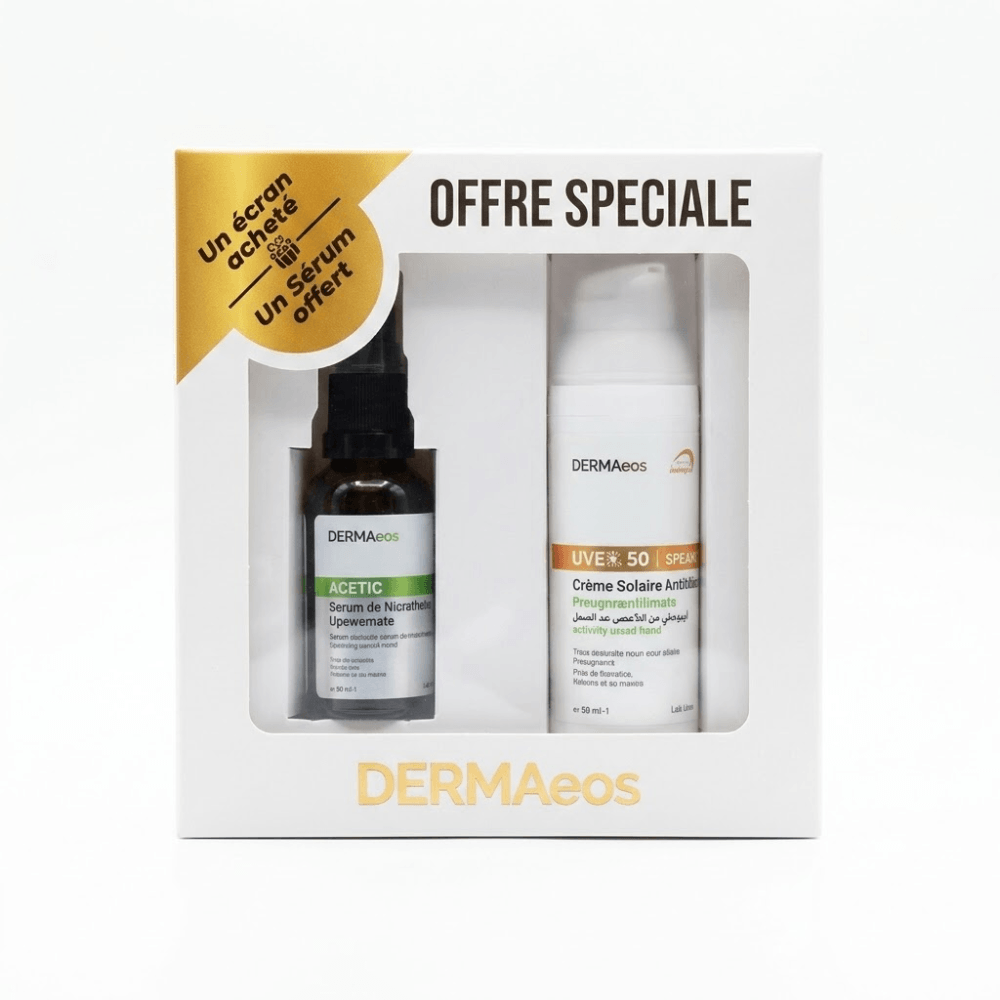 DERMAeos UVELEOS SPF50+ – Crème Solaire Anti-Taches + Sérum Offert – Pharmacie Djeddi